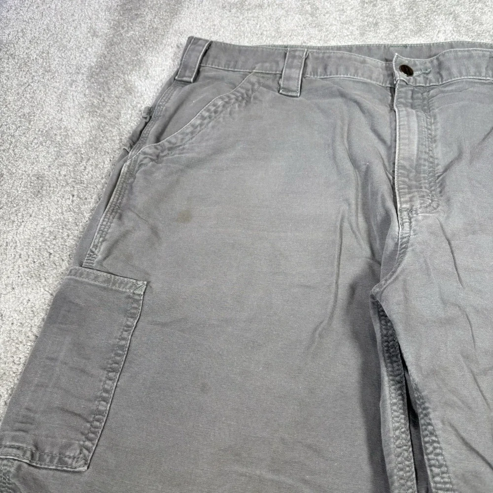 Carhartt Shorts Mens 38 Gray Canvas Original Fit Carpenter Workwear B147